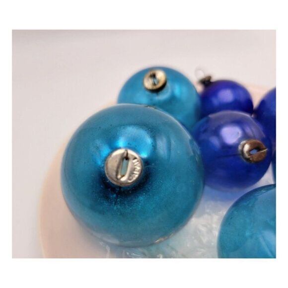 Antique Japanese Handblown Blue Shiny Brite Lot - Picture 4 of 5